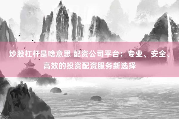 炒股杠杆是啥意思 配资公司平台：专业、安全、高效的投资配资服务新选择